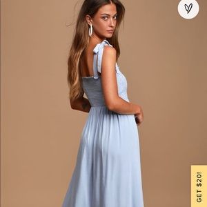 Light Blue smocked tie dress Lulu's